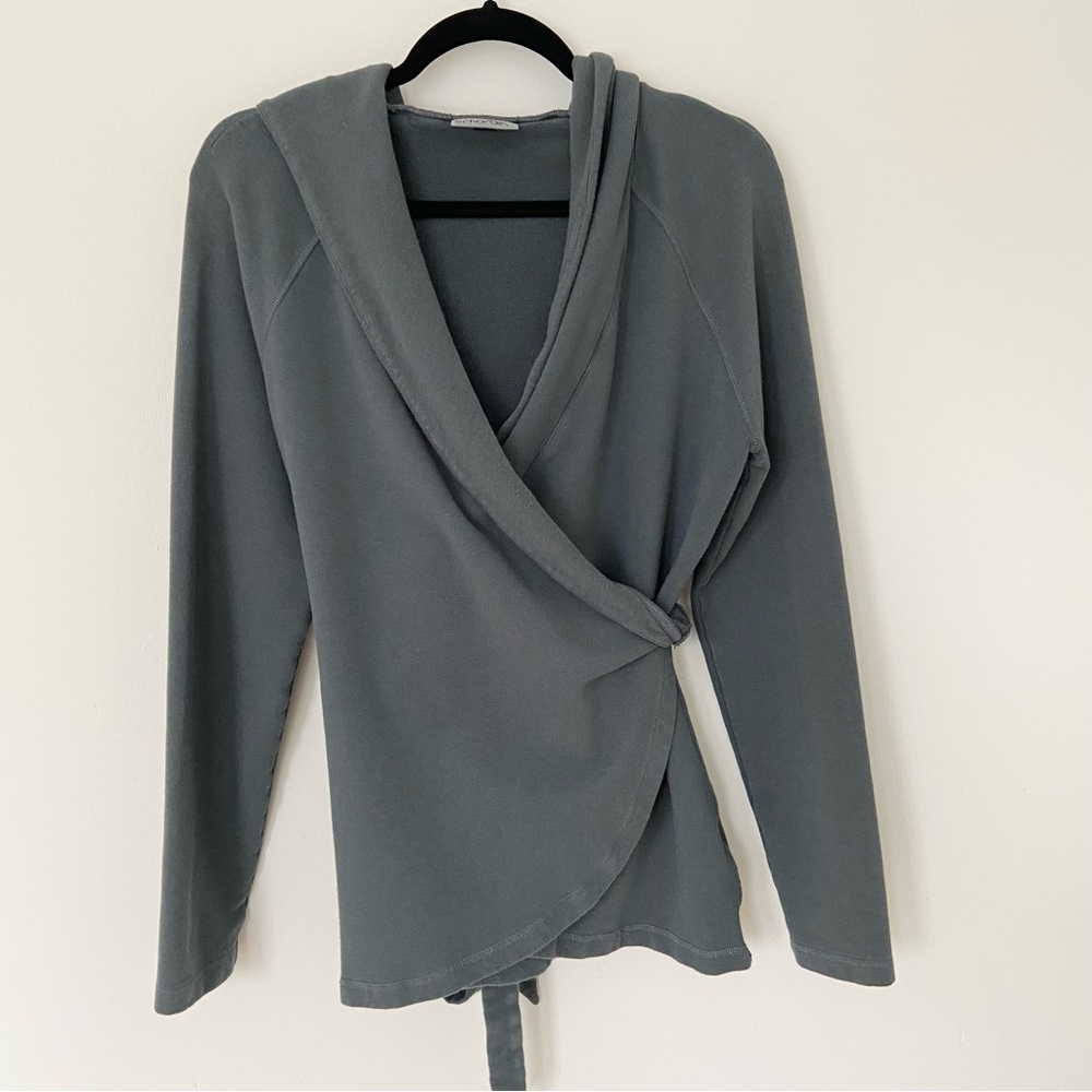Echo Rain Vancouver Hooded Wrap Cardigan Jacket in Grey size XL